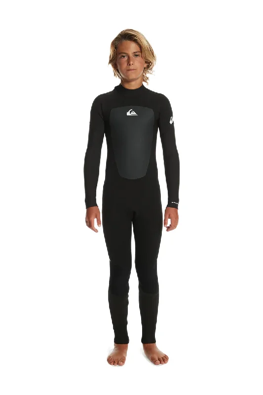 best wetsuits for beginners-Quiksilver Boys SR Prologue 5/4/3 Back Zip Wetsuit - Black