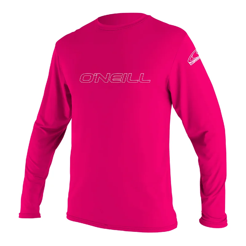 wetsuits for triathletes with comfort-O'NEILL - YOUTH BASIC SKINS L/S SUN SHIRT