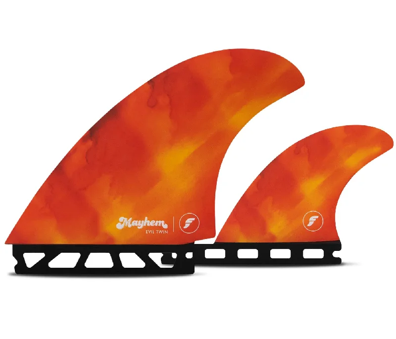 surfboards for pro-level riders-Futures Mayhem Med. Evil Twin + 1 Red/Orange