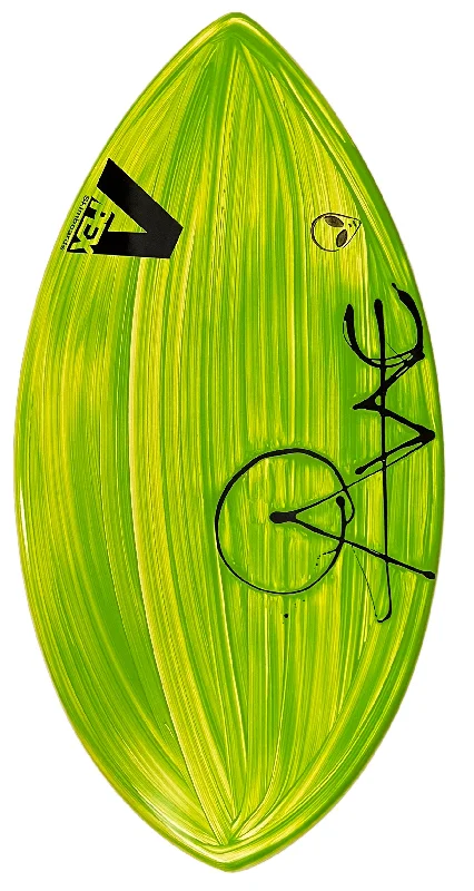 surfboards for easy wave takeoff-Apex 41" Avac Skimboard Green Streaks