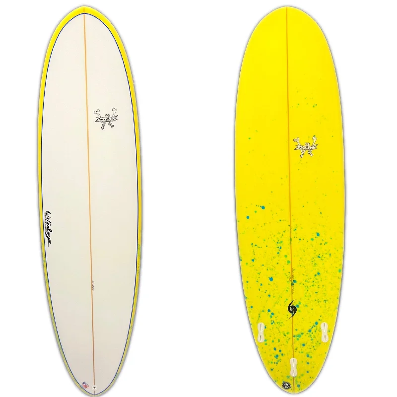 surfboards for easy wave takeoffs-WBZ 6'4" Lunchmoney Yellow Splatter Hull