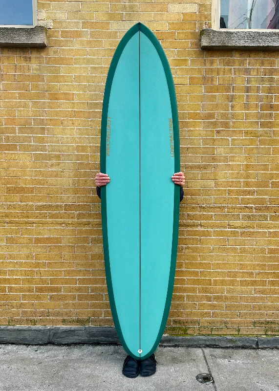 longboards with traditional shapes-7'2" Lovemachine Surfboards FM - Emerald/Aqua