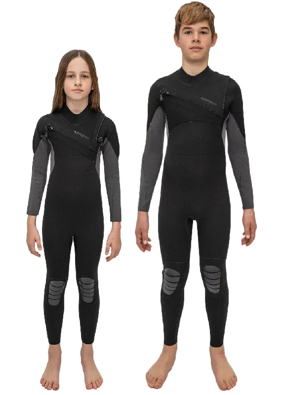 wetsuits for better buoyancy-Adreno Youth Carve 3/2mm Chest Zip Steamer Wetsuit