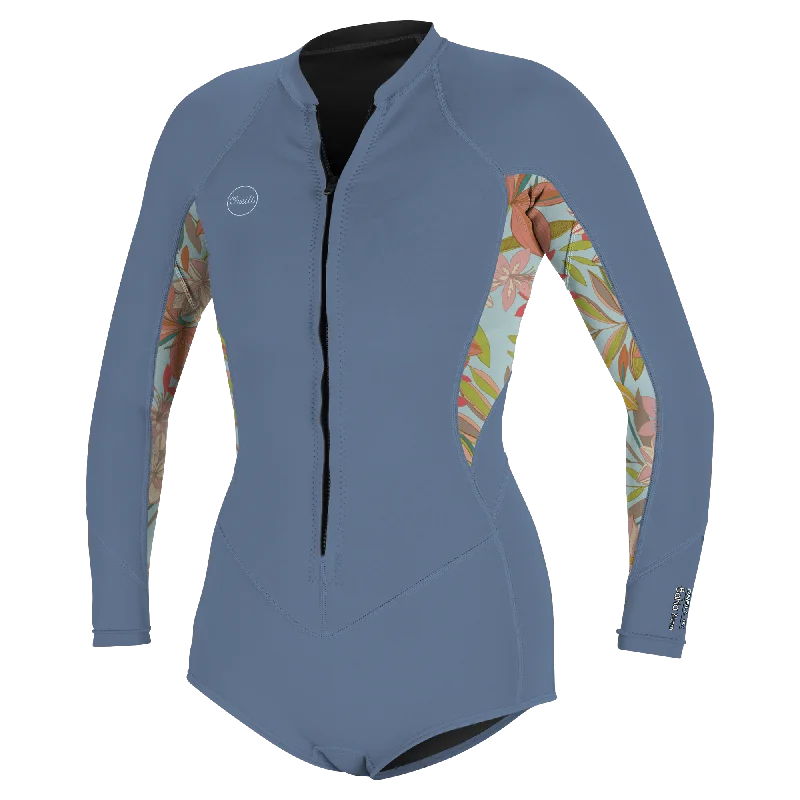 wetsuits with adjustable collars for fit-O'NEILL - BAHIA 2/1 FRONT ZIP L/S SHORT SPRING