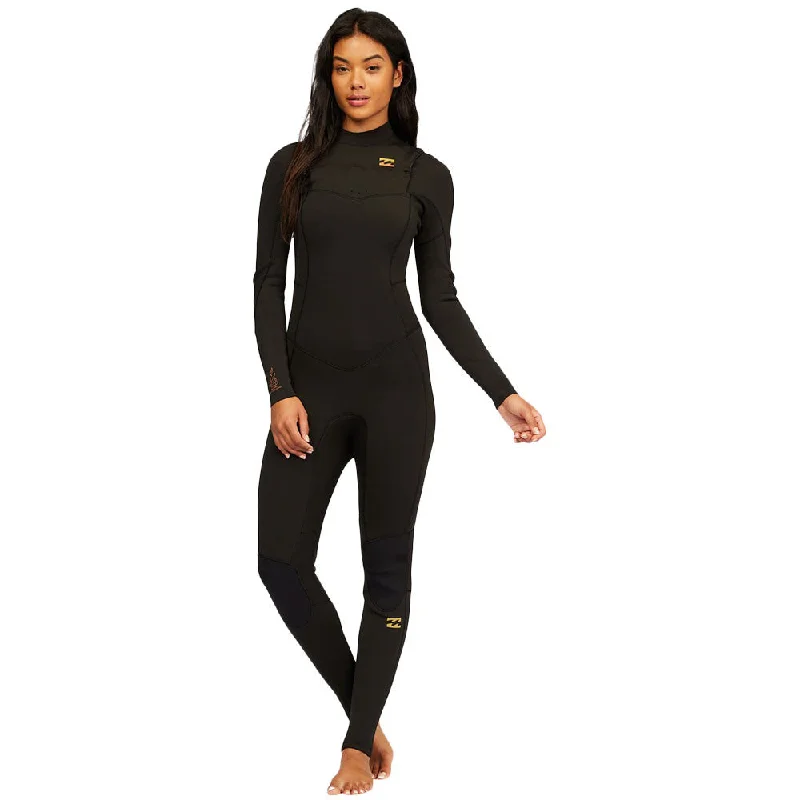 wetsuits for triathletes with comfort-Billabong Women's Synergy 3/2 Chest Zip Wetsuit - Black Tie Dye