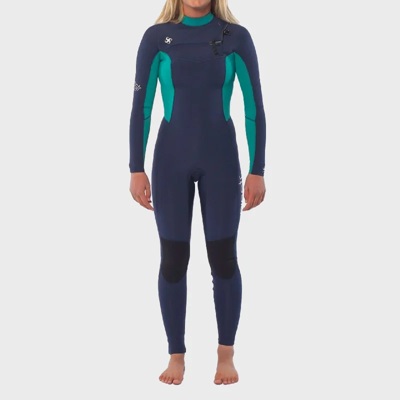 wetsuits for warm water surfing-Sisstrevolution Seven Seas 4/3 Womens Wetsuit - Strong Blue