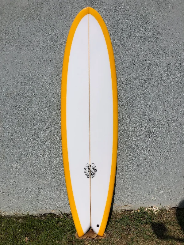 Kookapinto Shapes | 7'3" Fiddle Fish Quad Fin Honey Swirl Surfboard