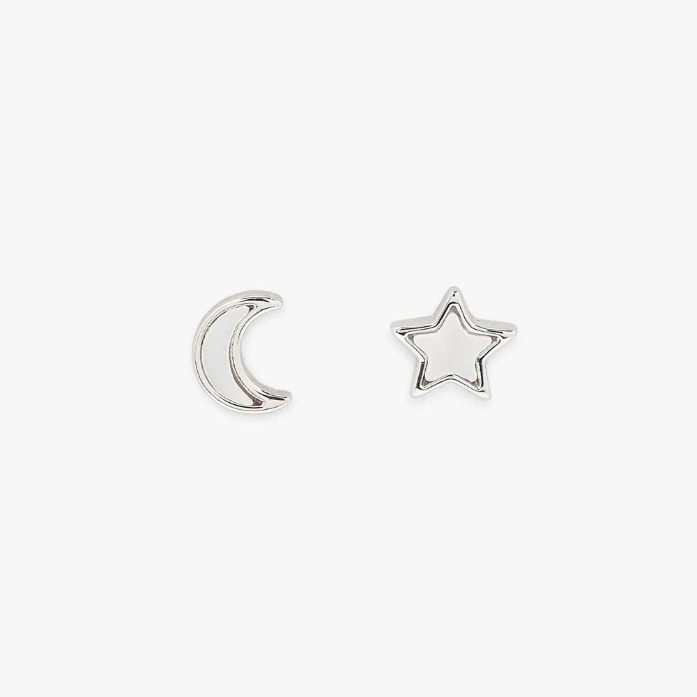 Pura Vida Moon & Star Stud Earrings - Silver