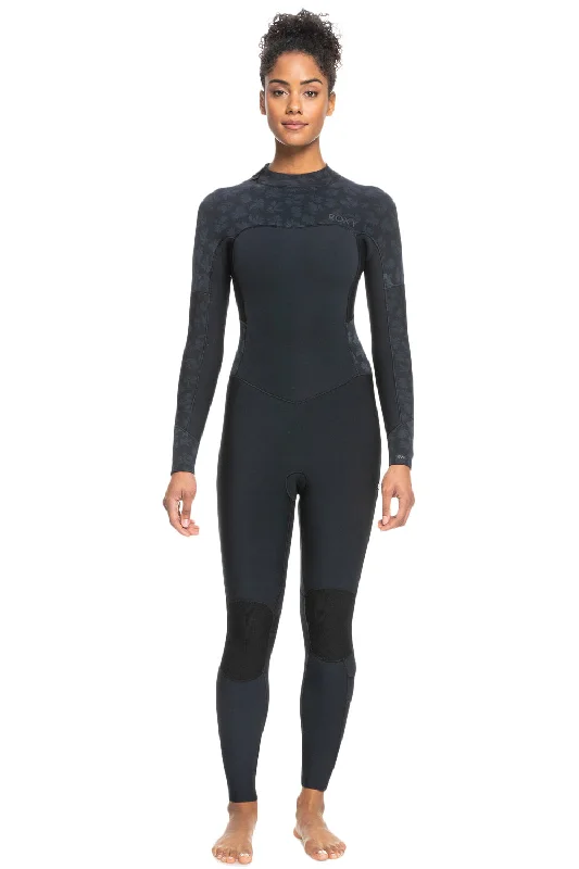 wetsuits for water sports in cold conditions-Roxy 5/4/3 Swell Series Back Zip Wetsuit - Black