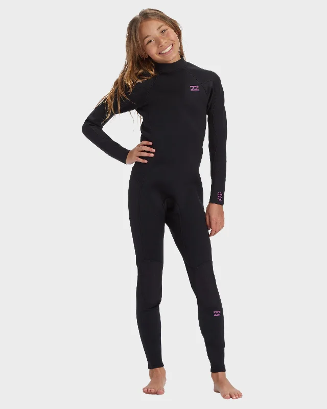 wetsuits for extended protection-Girls 6-14 4/3mm Foil Backzip Wetsuit