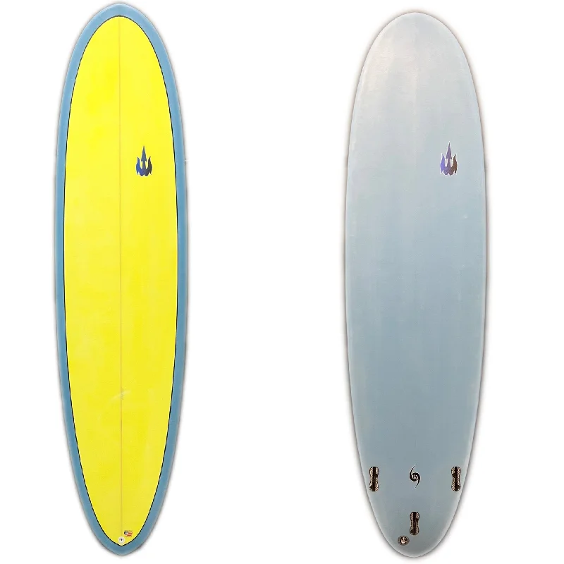 surfboards with thin rails for sharp turns-WBZ 7'2" Eggmo Blue/Yellow thruster