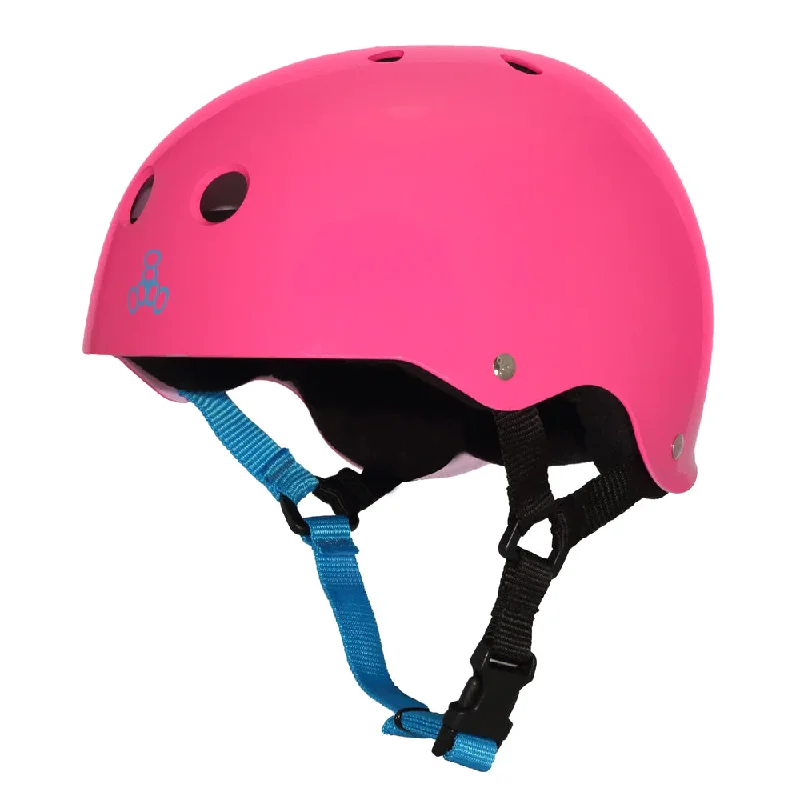 surfboards for strong performance in deep water-Triple 8 Neon Fushia Gloss Skate Helmet