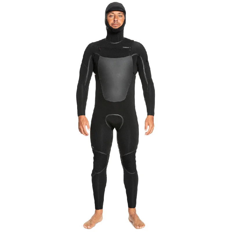 wetsuits for maximum flexibility-Quiksilver Everyday Sessions 4/3mm Chest Zip Hooded Wetsuit