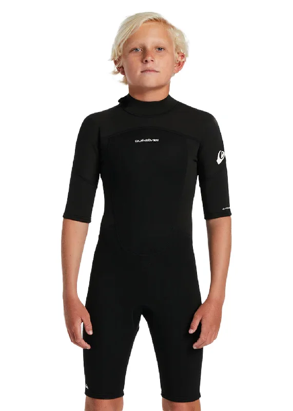 wetsuits with adjustable collars for fit-Quiksilver Boys Prologue 2mm FL BZ Spring Suit Wetsuit