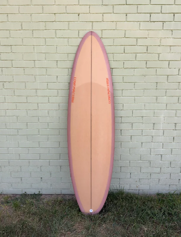 longboards for power and control in larger waves-5'8" Lovemachine Surfboards Satellite (Goofy) - Mauve & Orange