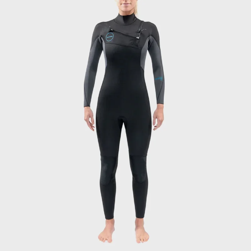 best wetsuits for surfing in cold weather-Dakine Quantum 5/4/3 Womens Chest Zip Wetsuit - Black/Grey