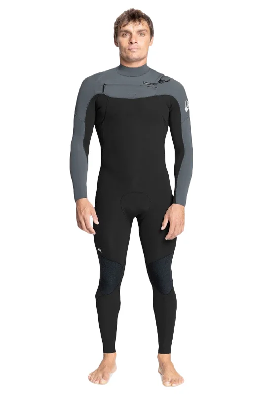 wetsuits for better control in water-Quiksilver Everyday Sessions 3/2mm Chest Zip Wetsuit - Black / Gun Metal