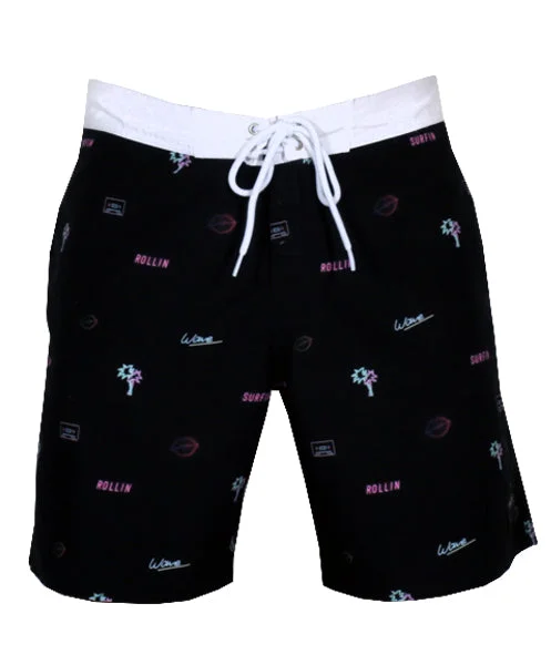 COHETE - NEON ROLLIN 17" BOARDSHORT/BLACK